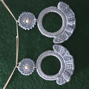Elegant Light Blue Crochet Earrings